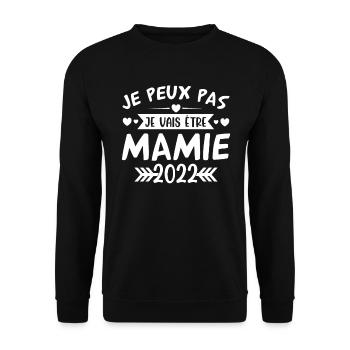 Mamie 2022 Cadeau Enceinte Maman Anniversaire Cool - Sweat-shirt Unisexe - noir - Devant - Alina (178cm) & Michal (187cm)