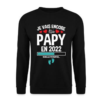 Je Vais Encore Être Papy En 2022 Cadeau Enceinte - Sweat-shirt Unisexe - noir - Devant - Alina (178cm) & Michal (187cm)