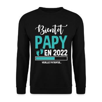 Bientôt Papy En 2022 Idée Cadeau Annonce Grossesse - Sweat-shirt Unisexe - noir - Devant - Alina (178cm) & Michal (187cm)