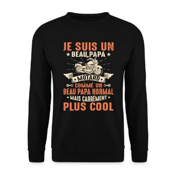 Beau-papa Motard Moto Sport Fête Des Pères Cadeau - Sweat-shirt Unisexe - noir - Devant - Alina (178cm) & Michal (187cm)