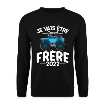Je Vais Être Grand Frère 2022 Idée Cadeau Amour - Sweat-shirt Unisexe - noir - Devant - Alina (178cm) & Michal (187cm)