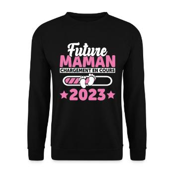 Future Maman 2023 Enceinte Idée Cadeau Amour Coeur - Sweat-shirt Unisexe - noir - Devant - Alina (178cm) & Michal (187cm)