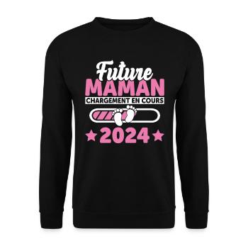 Future Maman 2024 Enceinte Idée Cadeau Amour Coeur - Sweat-shirt Unisexe - noir - Devant - Alina (178cm) & Michal (187cm)