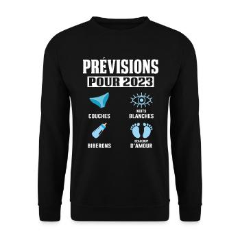 Prévisions Pour 2023 Maman Enceinte Idée Cadeau - Sweat-shirt Unisexe - noir - Devant - Alina (178cm) & Michal (187cm)