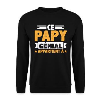 Ce papy génial appartient à [NOM] - Sweat-shirt Unisexe - noir - Devant - Alina (178cm) & Michal (187cm)