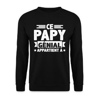 Ce papy génial appartient à [NOM] - Sweat-shirt Unisexe - noir - Devant - Alina (178cm) & Michal (187cm)