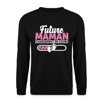 Future Maman Idée Cadeau Enceinte Amour Cool - Sweat-shirt Unisexe - noir - Devant - Alina (178cm) & Michal (187cm)