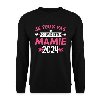 Mamie 2024 Cadeau Enceinte Maman Anniversaire Cool - Sweat-shirt Unisexe - noir - Devant - Alina (178cm) & Michal (187cm)