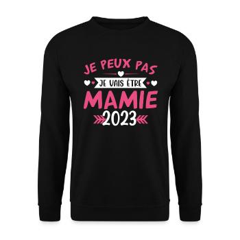 Mamie 2023 Cadeau Enceinte Maman Anniversaire Cool - Sweat-shirt Unisexe - noir - Devant - Alina (178cm) & Michal (187cm)