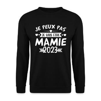 Mamie 2023 Cadeau Enceinte Maman Anniversaire Cool - Sweat-shirt Unisexe - noir - Devant - Alina (178cm) & Michal (187cm)