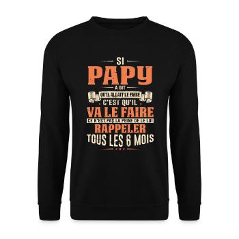 Idée Cadeau Anniversaire Papy Fête Des Pères Cool - Sweat-shirt Unisexe - noir - Devant - Alina (178cm) & Michal (187cm)