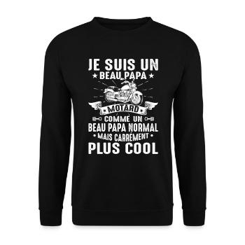 Beau-papa Motard Moto Sport Fête Des Pères Papa - Sweat-shirt Unisexe - noir - Devant - Alina (178cm) & Michal (187cm)