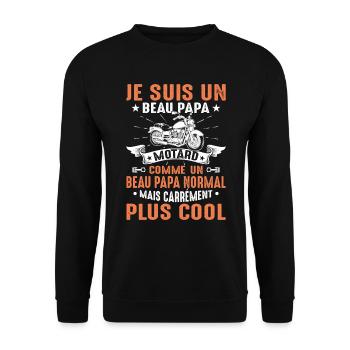 Beau-papa Motard Moto Sport Fête Des Pères Papa - Sweat-shirt Unisexe - noir - Devant - Alina (178cm) & Michal (187cm)