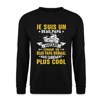 Beau-papa Motard Moto Sport Fête Des Pères Papa - Sweat-shirt Unisexe - noir - Devant - Alina (178cm) & Michal (187cm)