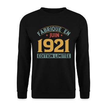 Fabriqué En Juin 1921 Anniversaire Cadeau Vintage - Sweat-shirt Unisexe - noir - Devant - Alina (178cm) & Michal (187cm)