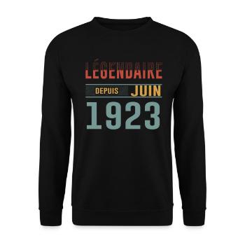 Légendaire Depuis Juin 1923 Anniversaire Cadeau - Sweat-shirt Unisexe - noir - Devant - Alina (178cm) & Michal (187cm)