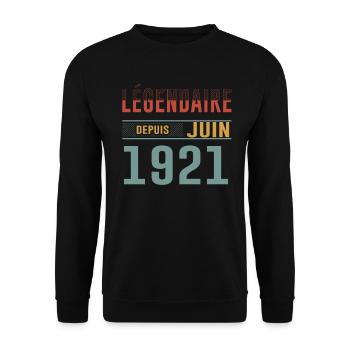 Légendaire Depuis Juin 1921 Anniversaire Cadeau - Sweat-shirt Unisexe - noir - Devant - Alina (178cm) & Michal (187cm)