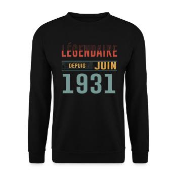 Légendaire Depuis Juin 1931 Anniversaire Cadeau - Sweat-shirt Unisexe - noir - Devant - Alina (178cm) & Michal (187cm)