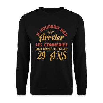 Je N'ai Que 29 Ans Anniversaire Cadeau Vintage Âge - Sweat-shirt Unisexe - noir - Devant - Alina (178cm) & Michal (187cm)