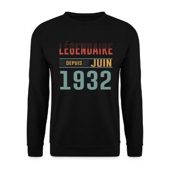 Légendaire Depuis Juin 1932 Anniversaire Cadeau - Sweat-shirt Unisexe - noir - Devant - Alina (178cm) & Michal (187cm)