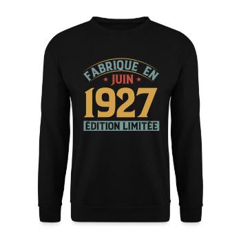 Fabriqué En Juin 1927 Anniversaire Cadeau Vintage - Sweat-shirt Unisexe - noir - Devant - Alina (178cm) & Michal (187cm)