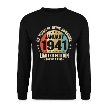 82 Ans Janvier 1941 Anniversaire Cadeau Vintage - Sweat-shirt Unisexe - noir - Devant - Alina (178cm) & Michal (187cm)