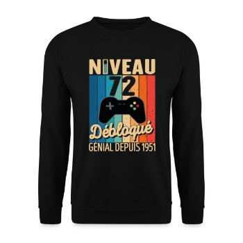 72 Ans 1951 Anniversaire Cadeau Citation Gamer - Sweat-shirt Unisexe - noir - Devant - Alina (178cm) & Michal (187cm)