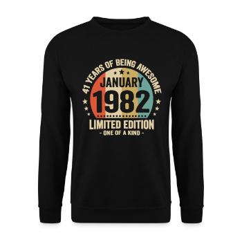 41 years January 1982 Anniversary Vintage gift - Unisex Sweatshirt - black - Front - Alina (178cm) & Michal (187cm)