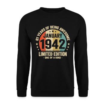 81 years January 1942 Anniversary Vintage gift - Unisex Sweatshirt - black - Front - Alina (178cm) & Michal (187cm)