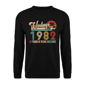 Vintage Year 1982 Anniversary 41 Years Gift Idea - Unisex Sweatshirt - black - Front - Alina (178cm) & Michal (187cm)