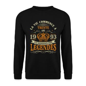 30 Ans 1993 Joyeux Anniversaire Vintage Perfection - Sweat-shirt Unisexe - noir - Devant - Alina (178cm) & Michal (187cm)