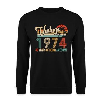 Vintage Year 1974 Anniversary 49 Years Gift Idea - Unisex Sweatshirt - black - Front - Alina (178cm) & Michal (187cm)