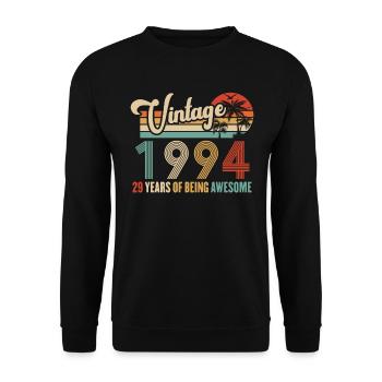 Vintage Year 1994 Anniversary 29 Years Gift Idea - Unisex Sweatshirt - black - Front - Alina (178cm) & Michal (187cm)