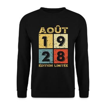 Août 1928 Original Idée Cadeau Anniversaire - Sweat-shirt Unisexe - noir - Devant - Alina (178cm) & Michal (187cm)