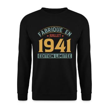 Fabriqué En Juillet 1941 Anniversaire Vintage 1941 - Sweat-shirt Unisexe - noir - Devant - Alina (178cm) & Michal (187cm)