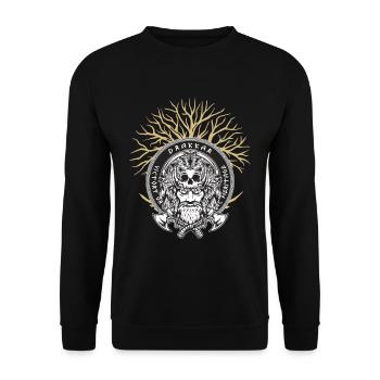 Viking Valhalla Nordic Warrior Axe Yggdrasil - Unisex Sweatshirt - black - Front - Alina (178cm) & Michal (187cm)