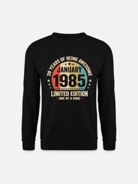 38 Jahre Januar 1985 Jubiläum Vintage Geschenk - Unisex Pullover - Schwarz