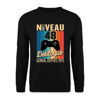 48 Ans 1975 Anniversaire Cadeau Citation Gamer - Sweat-shirt Unisexe - noir - Devant - Alina (178cm) & Michal (187cm)