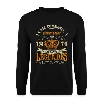 49 Ans 1974 Joyeux Anniversaire Vintage Perfection - Sweat-shirt Unisexe - noir - Devant - Alina (178cm) & Michal (187cm)