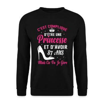 Princesse 87 Ans Idée Cadeau Anniversaire Amour - Sweat-shirt Unisexe - noir - Devant - Alina (178cm) & Michal (187cm)