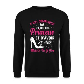 Princesse 85 Ans Idée Cadeau Anniversaire Amour - Sweat-shirt Unisexe - noir - Devant - Alina (178cm) & Michal (187cm)