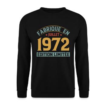 Fabriqué En Juillet 1972 Anniversaire Vintage 1972 - Sweat-shirt Unisexe - noir - Devant - Alina (178cm) & Michal (187cm)