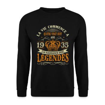88 Ans 1935 Joyeux Anniversaire Vintage Perfection - Sweat-shirt Unisexe - noir - Devant - Alina (178cm) & Michal (187cm)