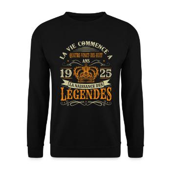 98 Ans 1925 Joyeux Anniversaire Vintage Perfection - Sweat-shirt Unisexe - noir - Devant - Alina (178cm) & Michal (187cm)