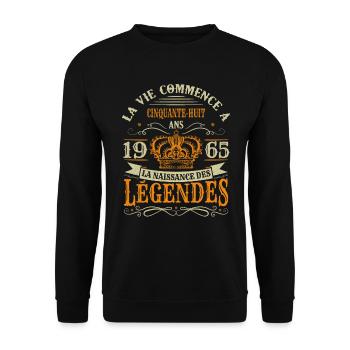 58 Ans 1965 Joyeux Anniversaire Vintage Perfection - Sweat-shirt Unisexe - noir - Devant - Alina (178cm) & Michal (187cm)