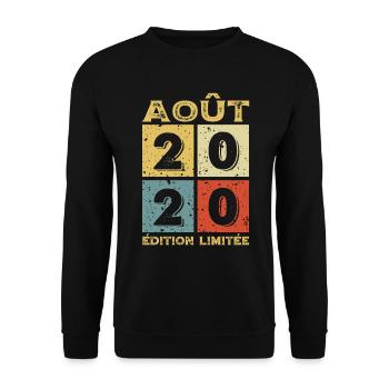 Août 2020 Original Idée Cadeau Anniversaire - Sweat-shirt Unisexe - noir - Devant - Alina (178cm) & Michal (187cm)