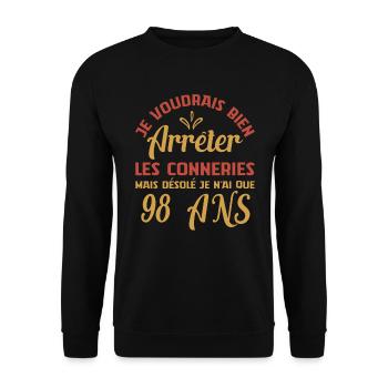 Je N'ai Que 98 Ans Anniversaire Cadeau Vintage Âge - Sweat-shirt Unisexe - noir - Devant - Alina (178cm) & Michal (187cm)