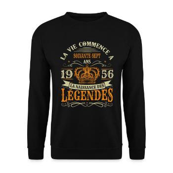 67 Ans 1956 Joyeux Anniversaire Vintage Perfection - Sweat-shirt Unisexe - noir - Devant - Alina (178cm) & Michal (187cm)