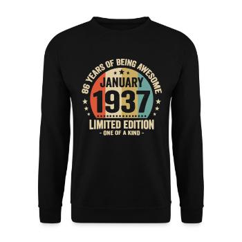 86 Ans Janvier 1937 Anniversaire Cadeau Vintage - Sweat-shirt Unisexe - noir - Devant - Alina (178cm) & Michal (187cm)