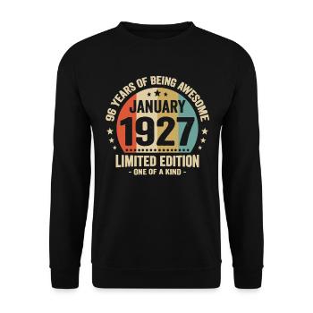 96 Ans Janvier 1927 Anniversaire Cadeau Vintage - Sweat-shirt Unisexe - noir - Devant - Alina (178cm) & Michal (187cm)